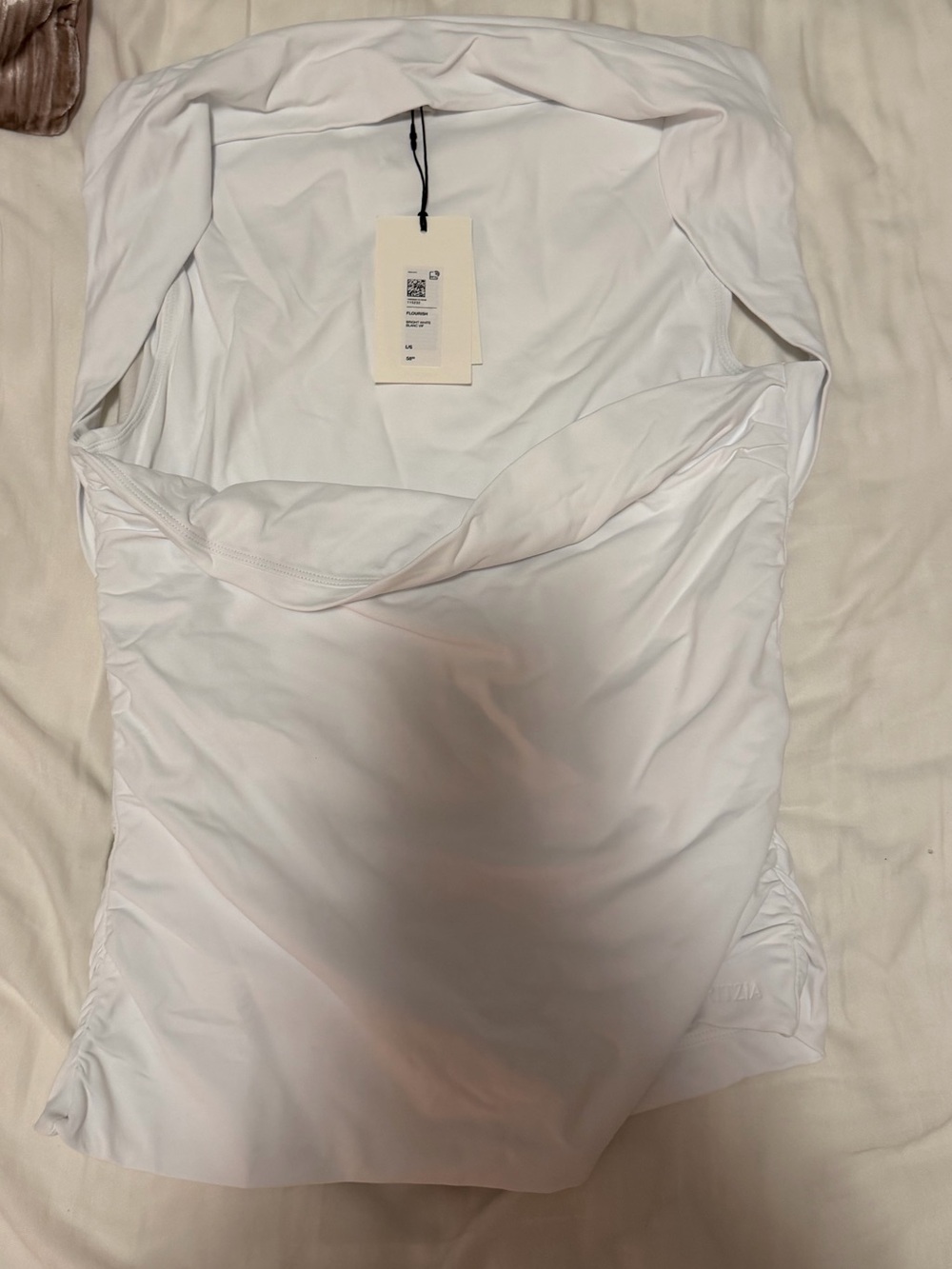 Aritzia White Strapless Ruched Top